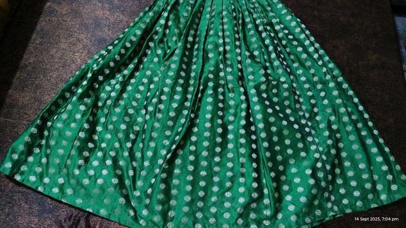 Frock And Chanderi Skirt With White Top