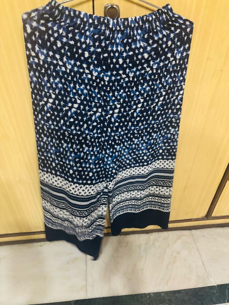 Patterned Wide Leg Pants