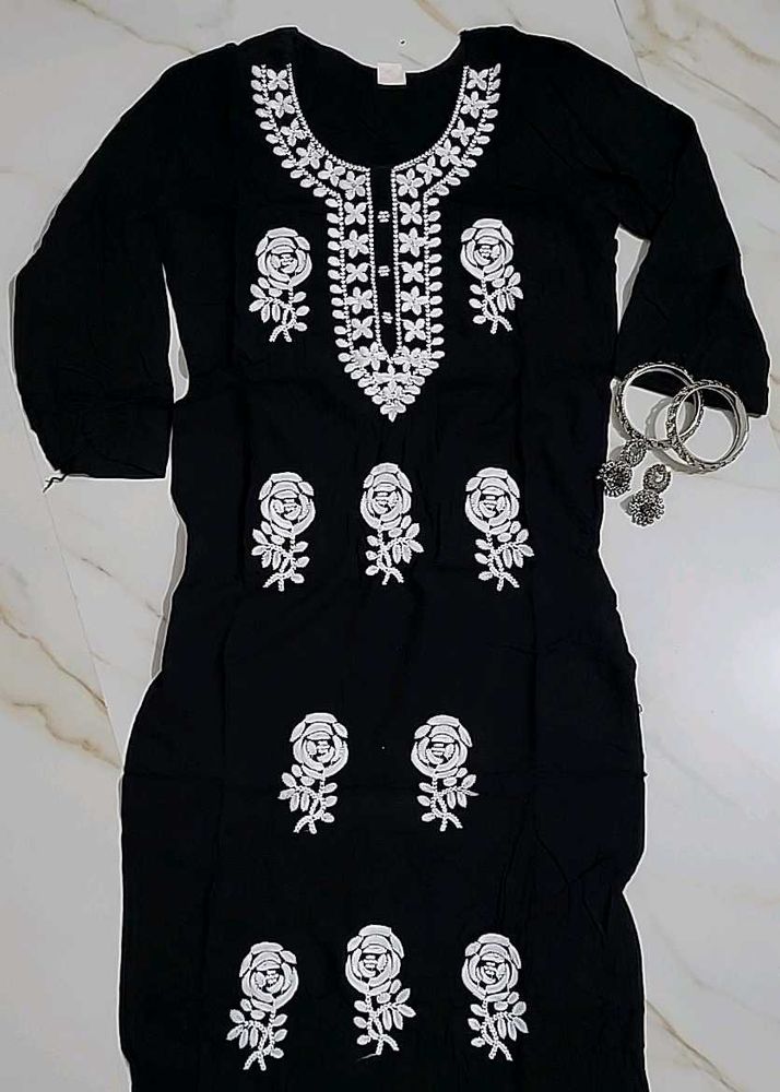 Black Embroidered Kurti