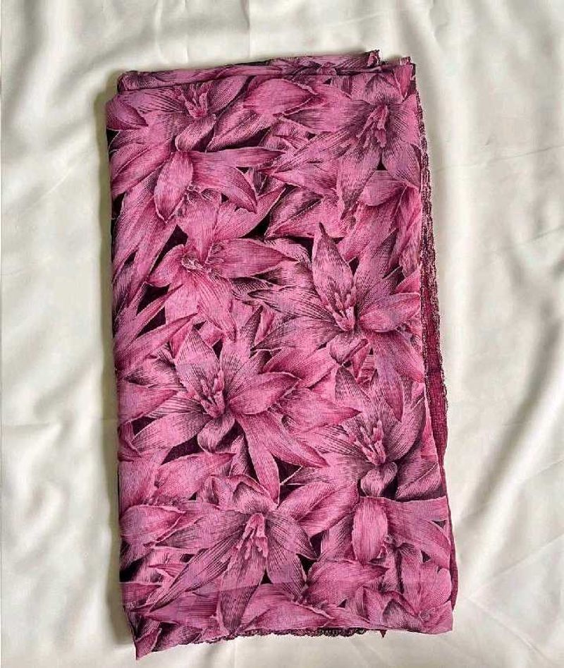 Floral Print Saree- Pink