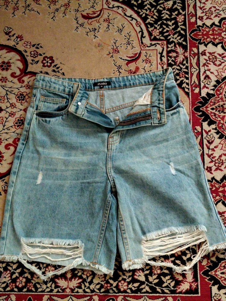 Distressed Denim Shorts