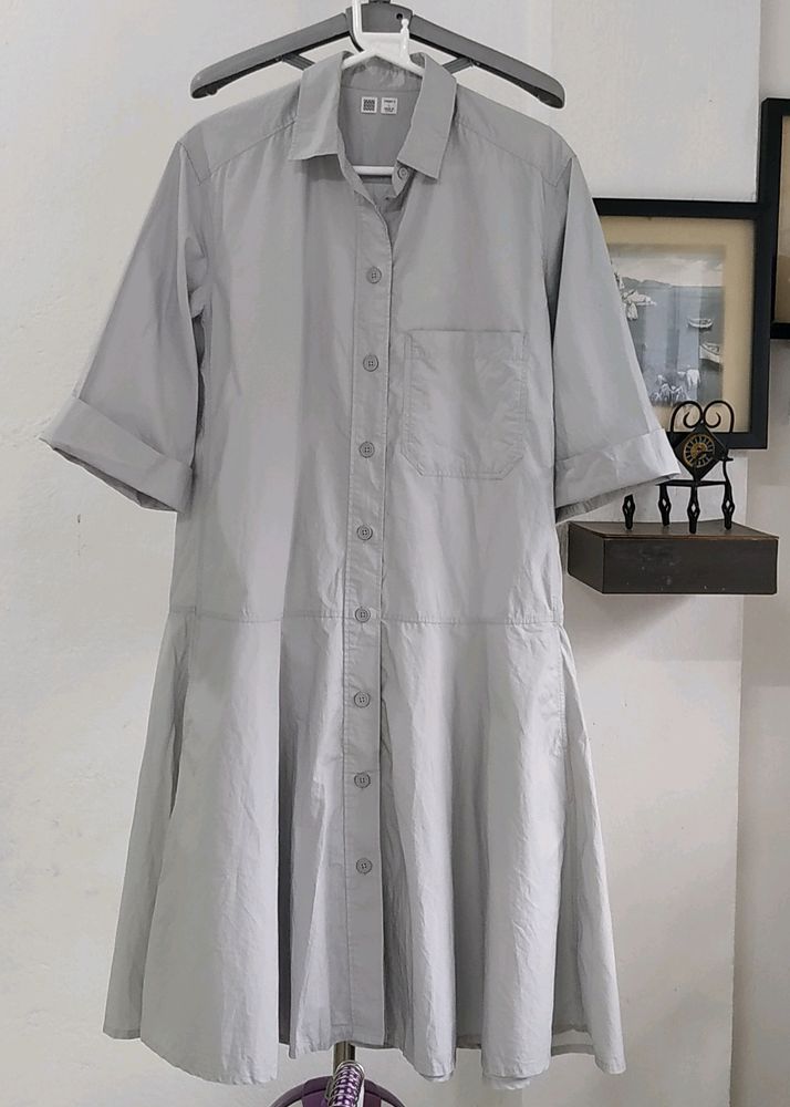 Uniqlo U Dropped Waist 3/4 Sleeve Shirt Dress