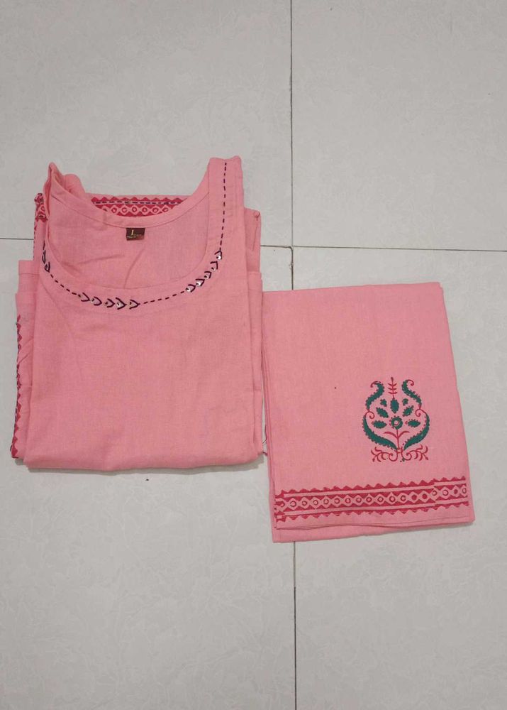 Pink Embroidered Kurta Set