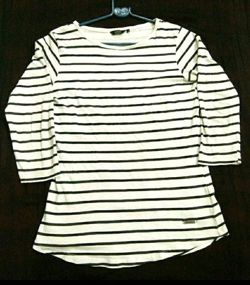 Roadster Pure Cotton Ribbed T Shirt For Women