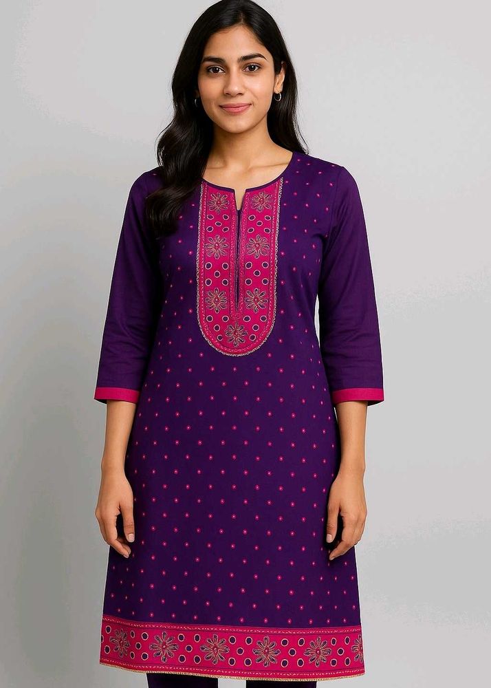 Purple &amp; Pink Embroidered Kurti 💜