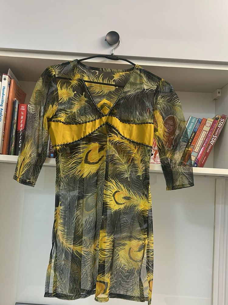 Peacock Print Transparent Kurti