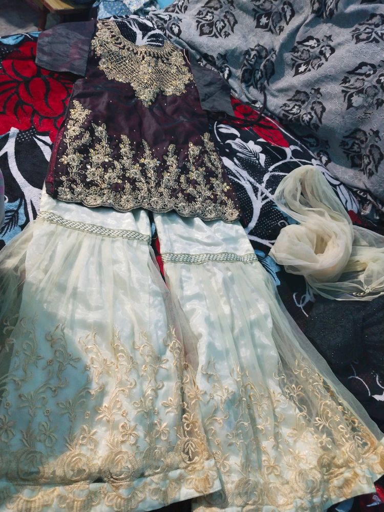 Kurti and gharara set For 8,10 Years Old  Girl