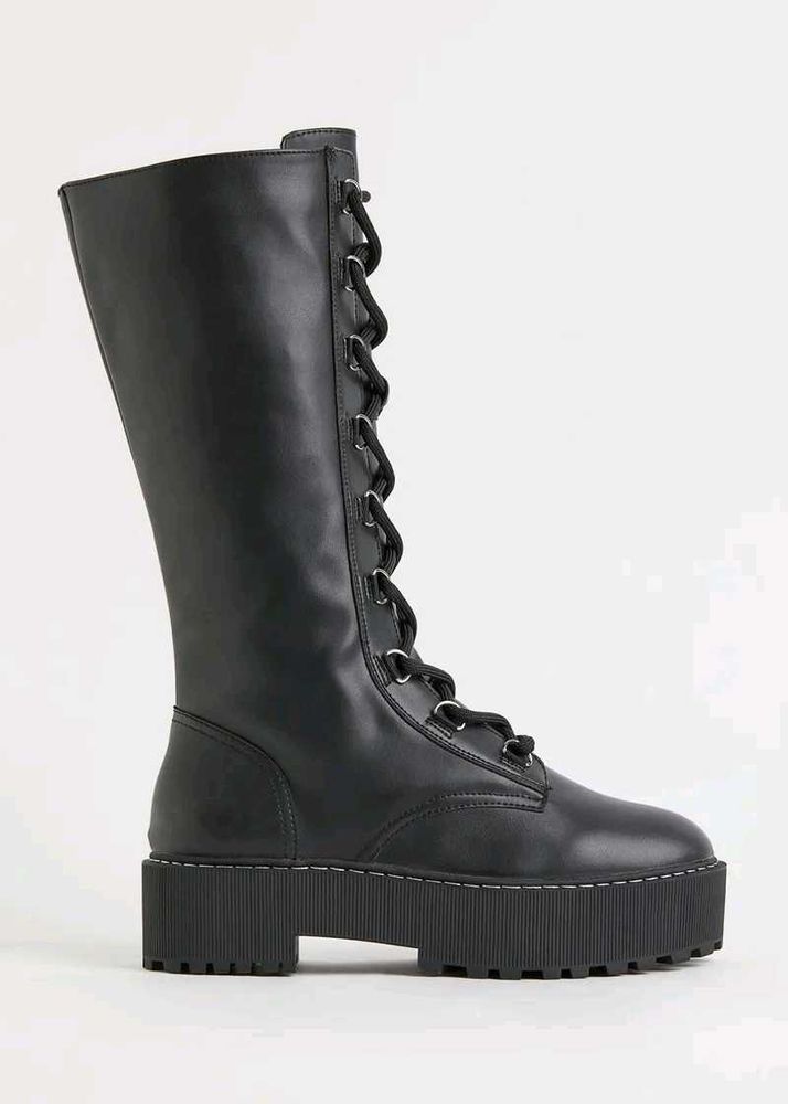 H&amp;M Black Chunky Lace Boots