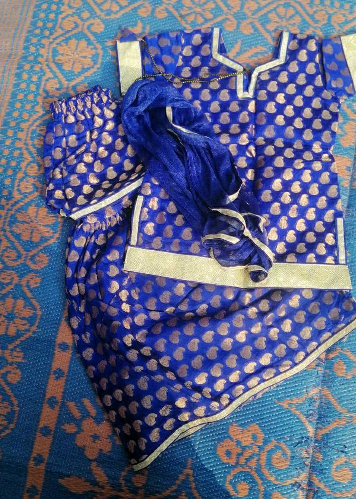 Handmade Chanderi Silk Gharara Set For Kids