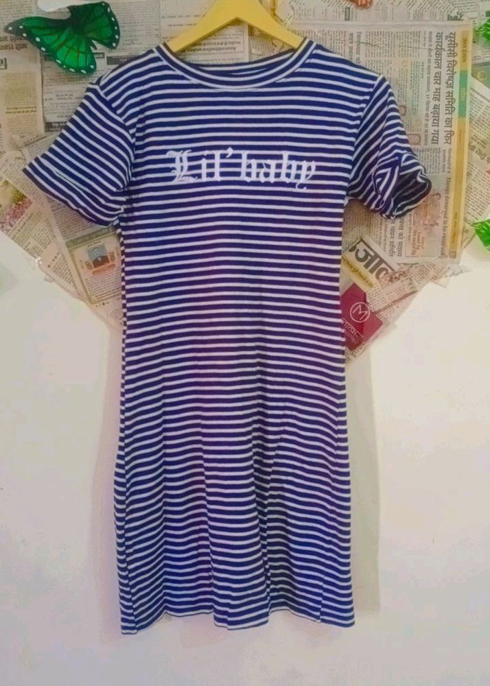 Navy Blue And White Striped Midi (small)