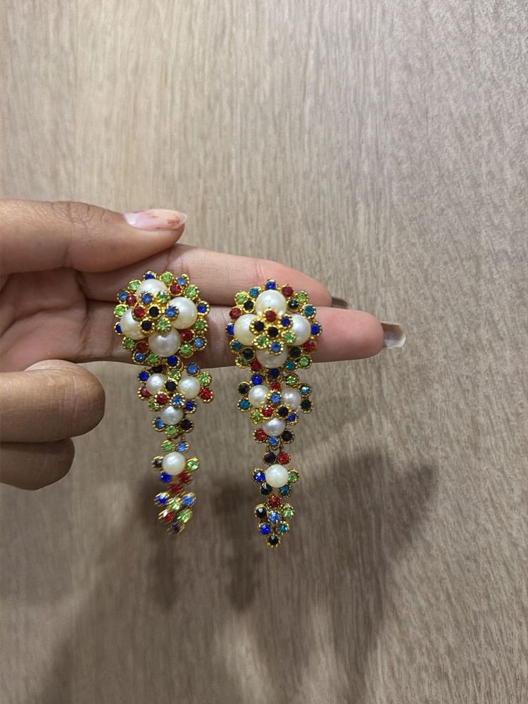 Elegant Pearl &amp; Crystal Drop Earrings