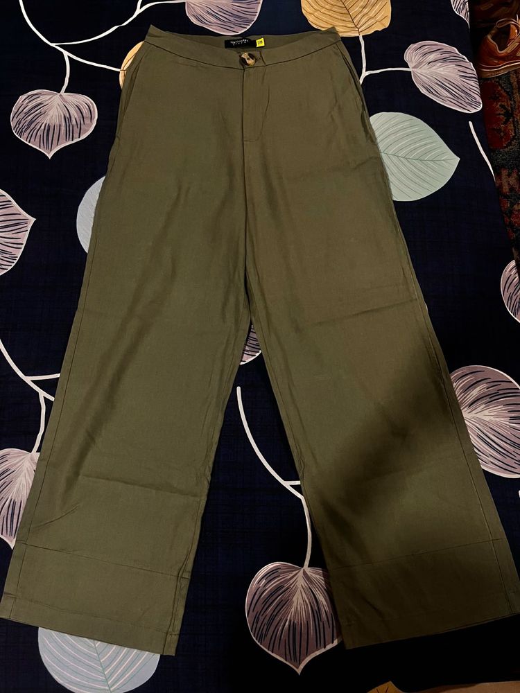 Olive Green Wide Leg Pants mid rise
