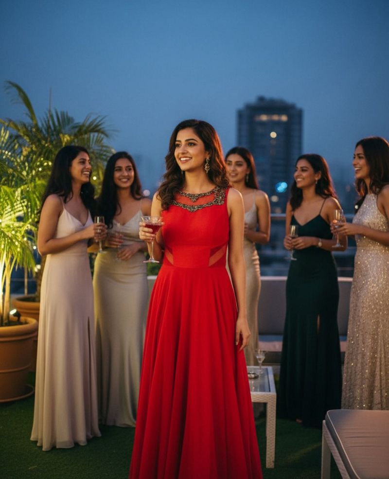 Elegant Crimson Red Evening Gown