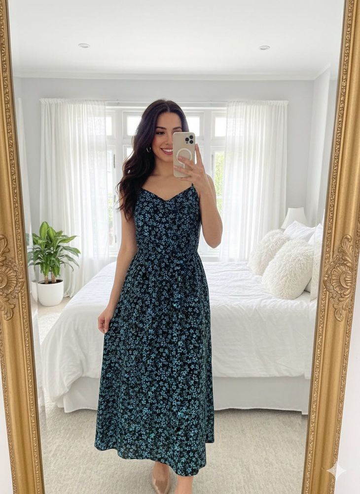 Pintrest Floral Print Midi Dress