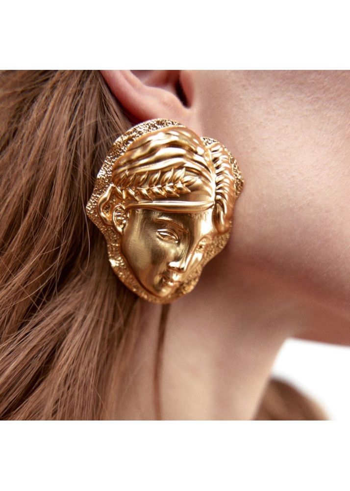 Zara Brand New Metallic Face Earrings From NYC
