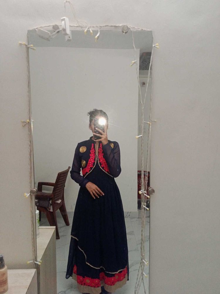 Elegant Navy Blue Anarkali Dress