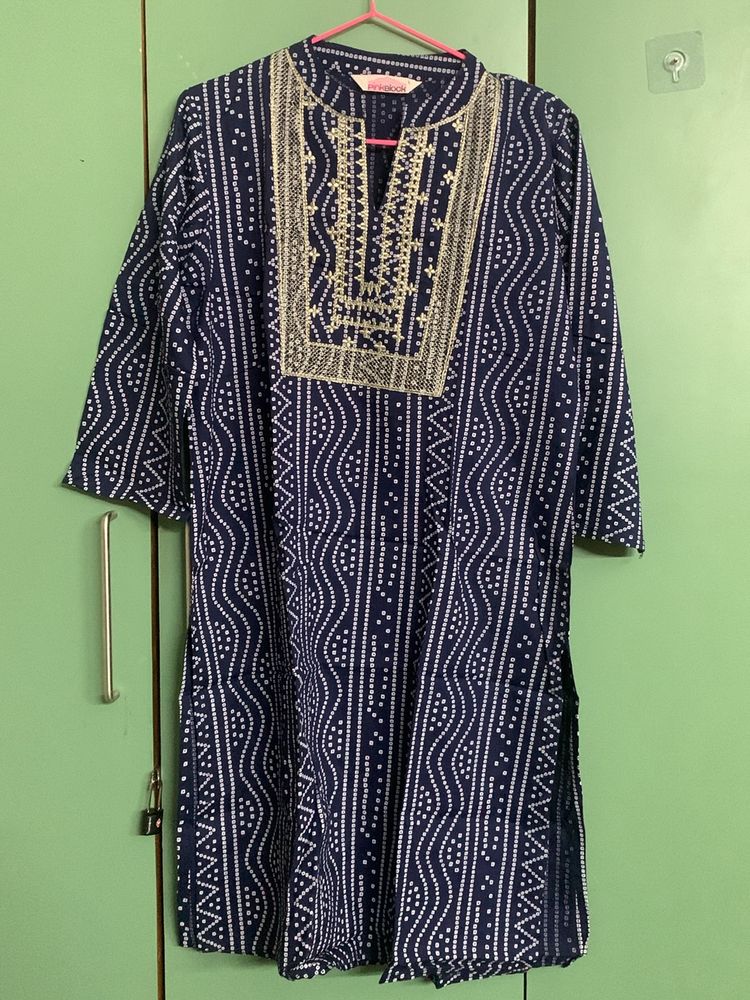 Navy Blue Popular Jaipuri Block Print Kurta