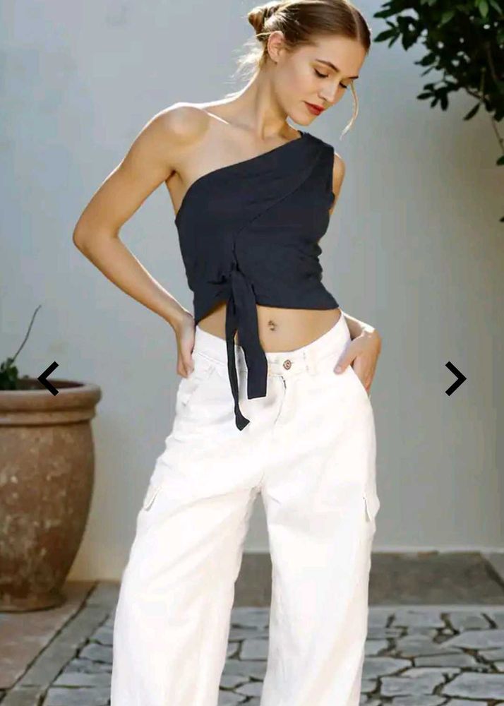 Stylish One-Shoulder Tie Top