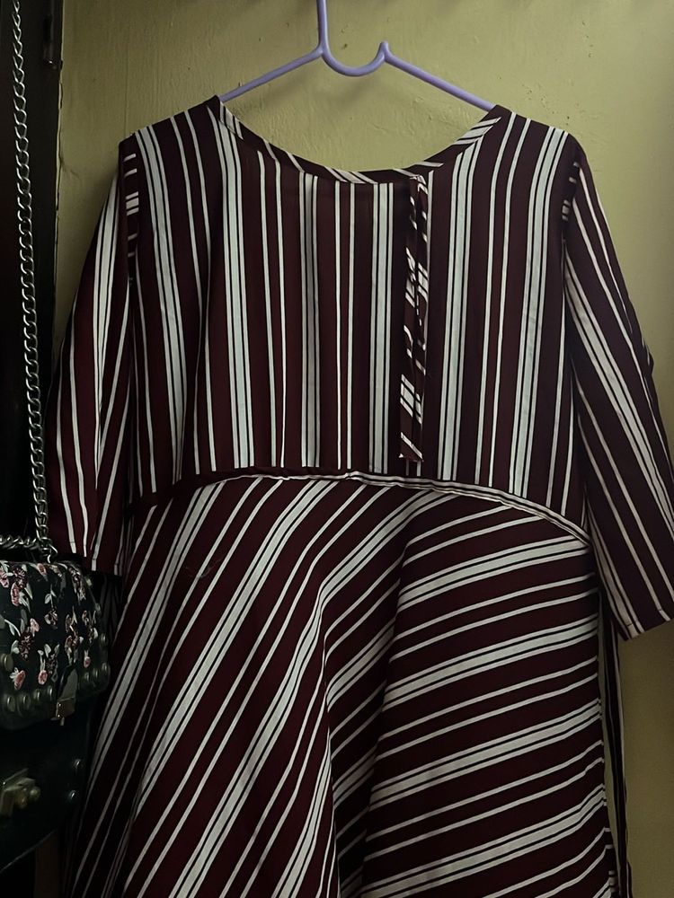 Striped Maroon Dress