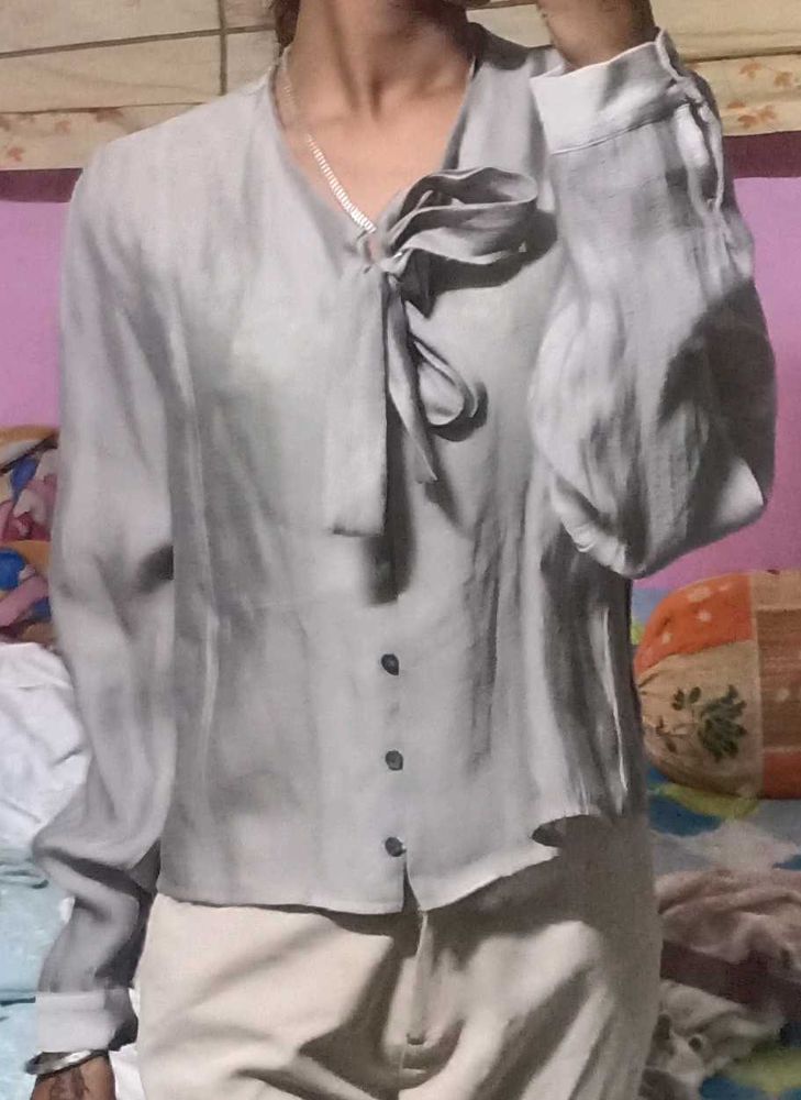 Elegant Tie-Neck Blouse