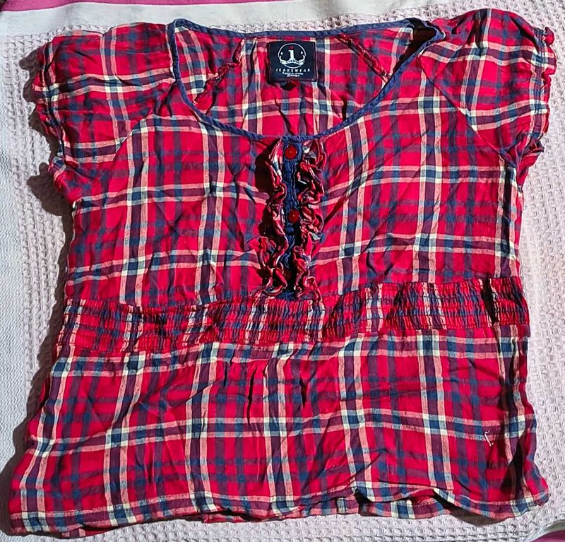 Plaid Ruffle Top