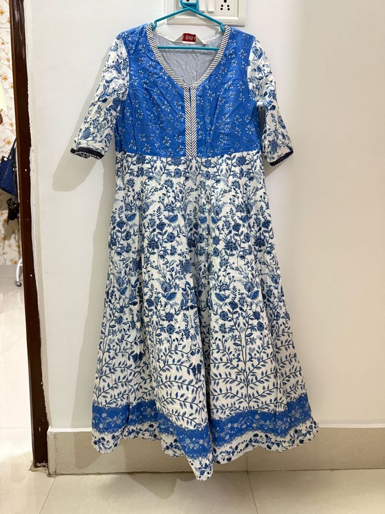 Blue &amp; White Floral Maxi Dress