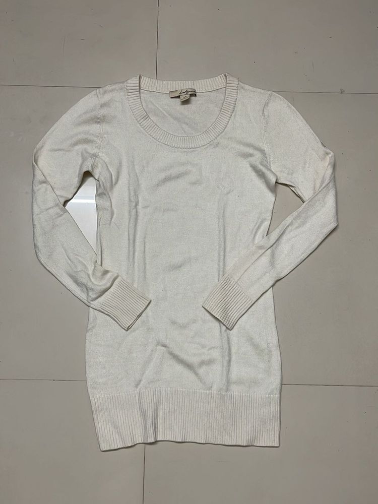 Cute White Woollen Dress