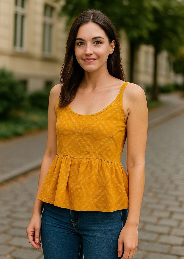 Cute Yellow Peplum Tank Top