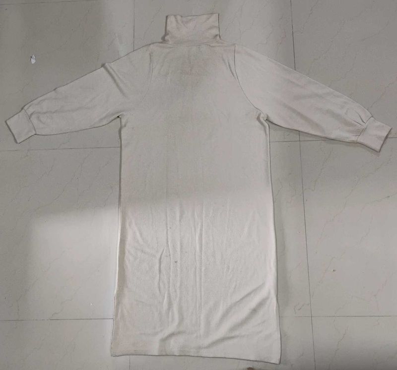 Off-White Turtleneck Sweater Dress