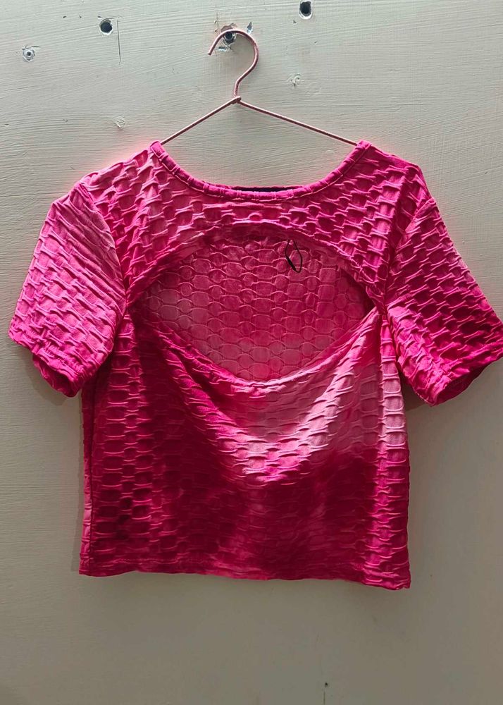 Pink Textured Top for Gym