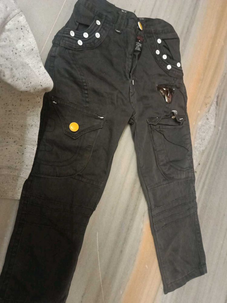 Stylish Kids' Black Cargo Pants