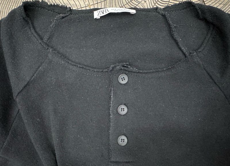 Zara Tshirt With Distressed Collar