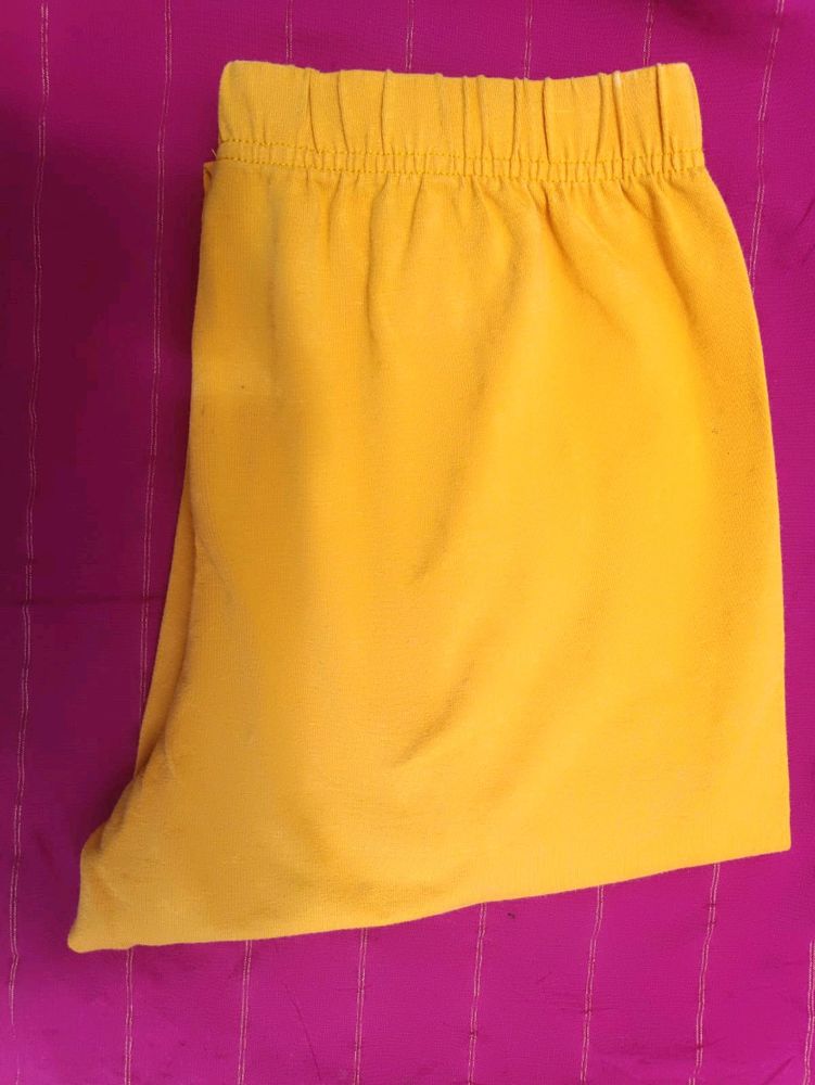 Combo Of 2 Leggings Rangle  S Size Mustard Yellow/ Beige  Leggings