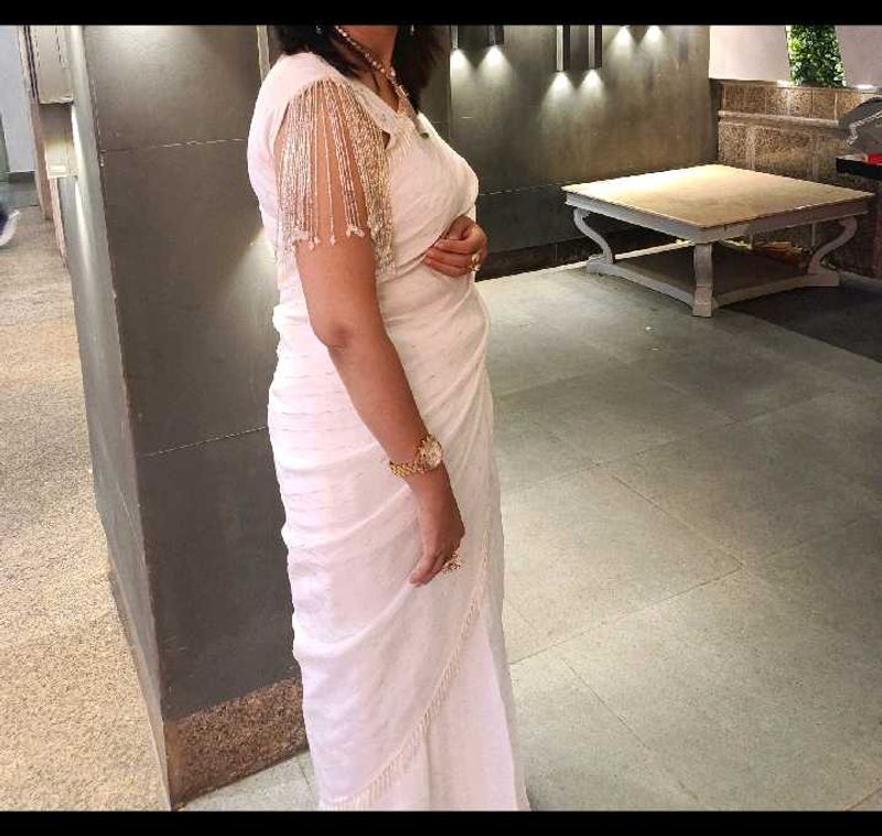 Elegant Off white Saree ready to wear