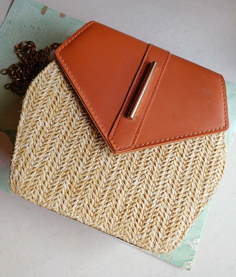 Jute &amp; Brown Boho Sling Bag