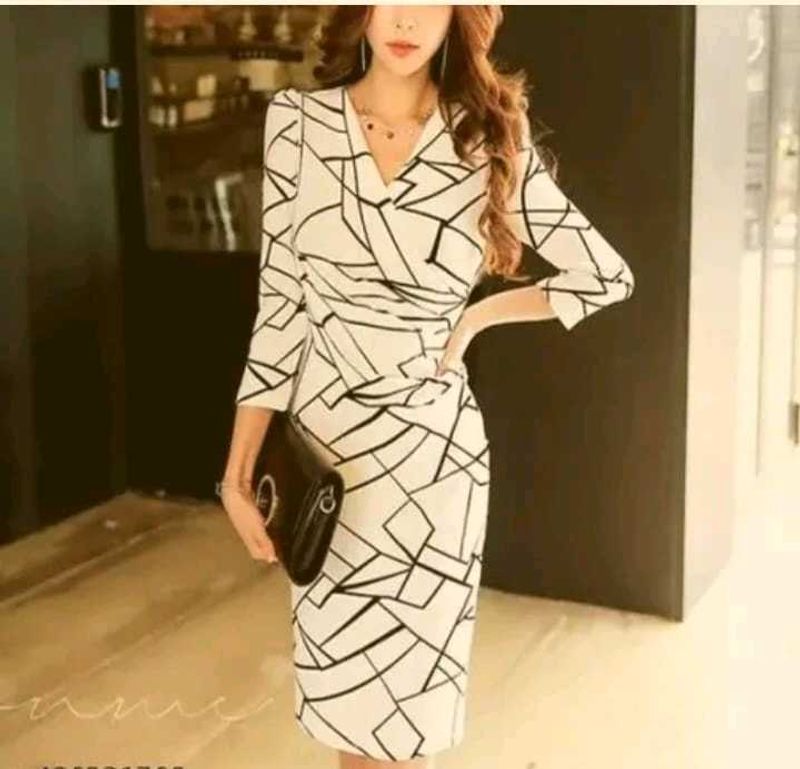 Chic Geometric Print Midi Dress