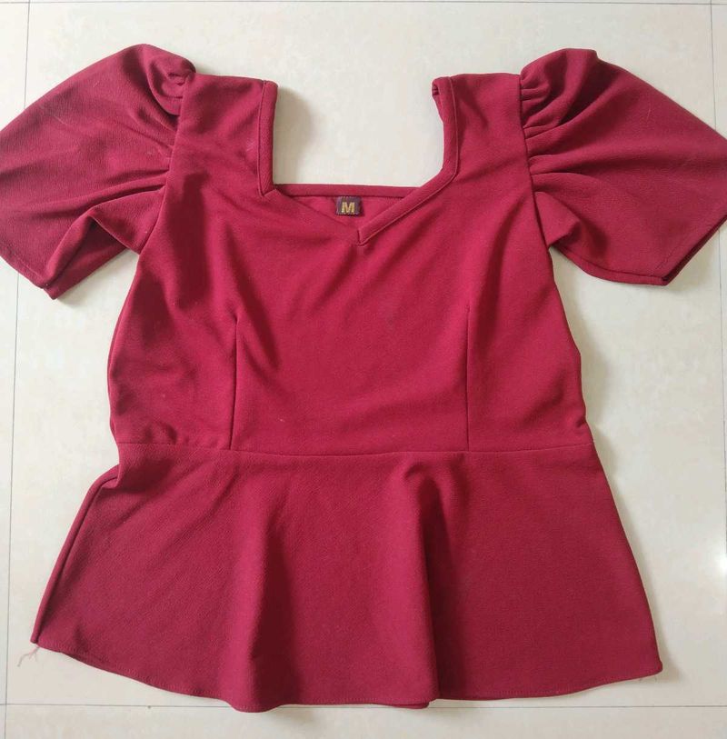 Maroon Peplum Top