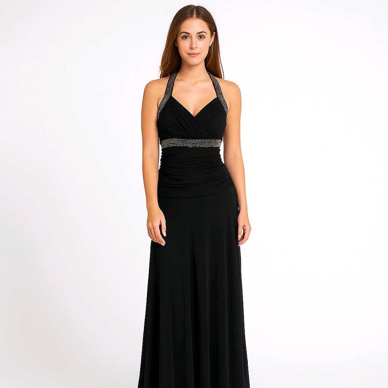 Elegant Black Halter Maxi Dress