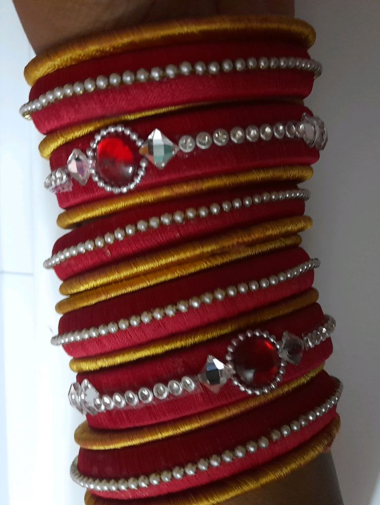 2.4 Hand Made Silk Thread  Bangle Set For Sale