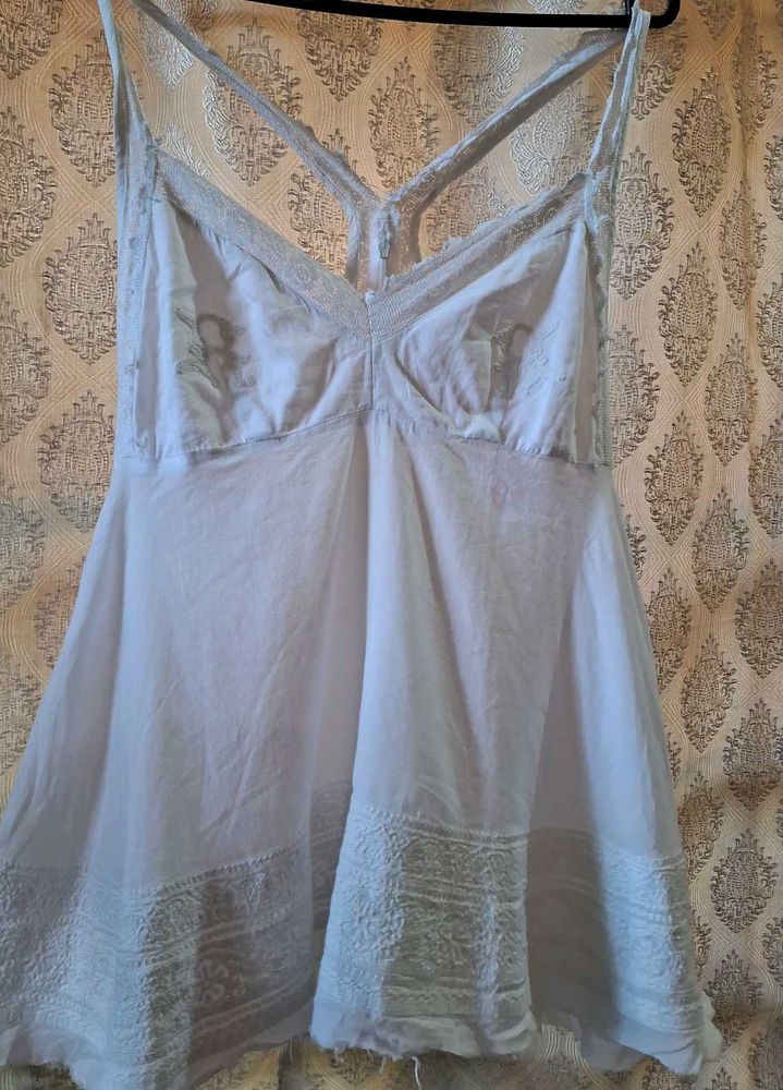 White Lace Trim Tank Top