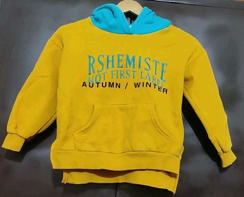 Gold Yellow Winter Hoodie For 4- 5 Year Boy