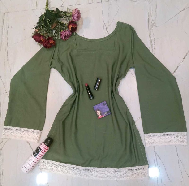 🆕 Handmade Pinteresty Olive Colour Kurta ✨🎀