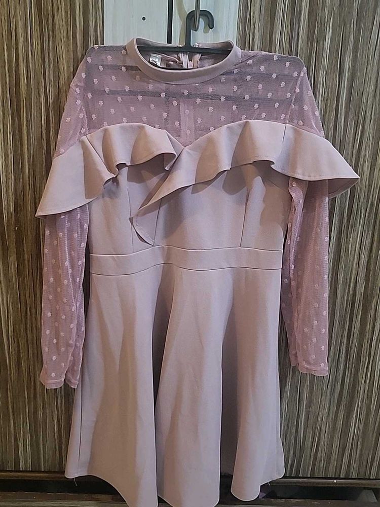 Mauve Ruffle Mini Dress