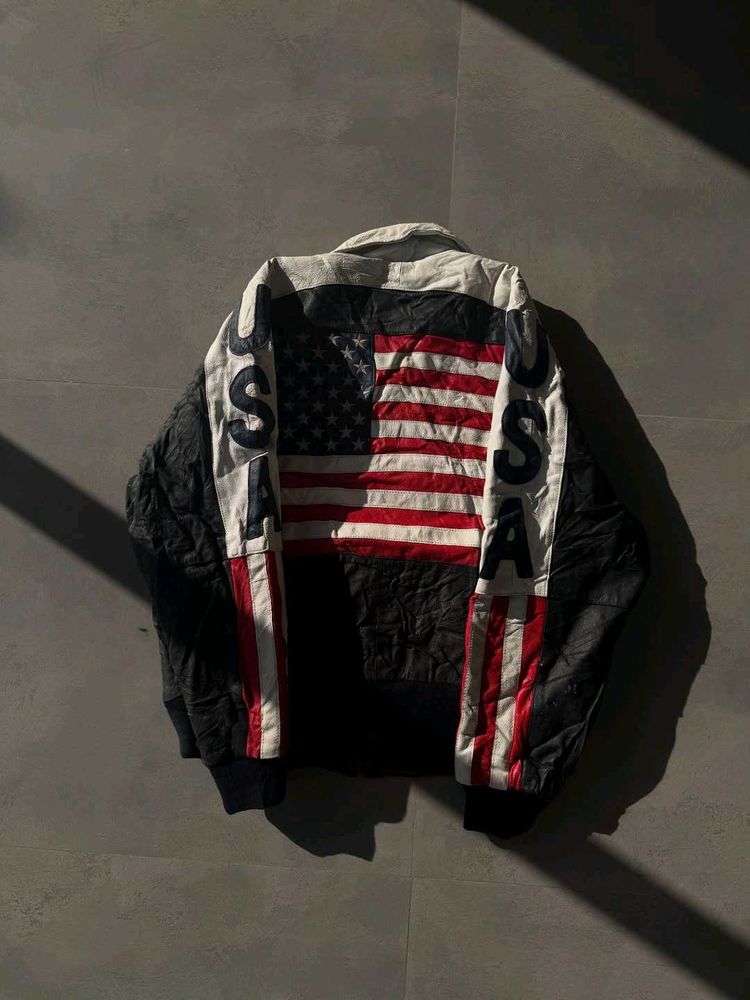 Vintage USA Flag Bomber Jacket