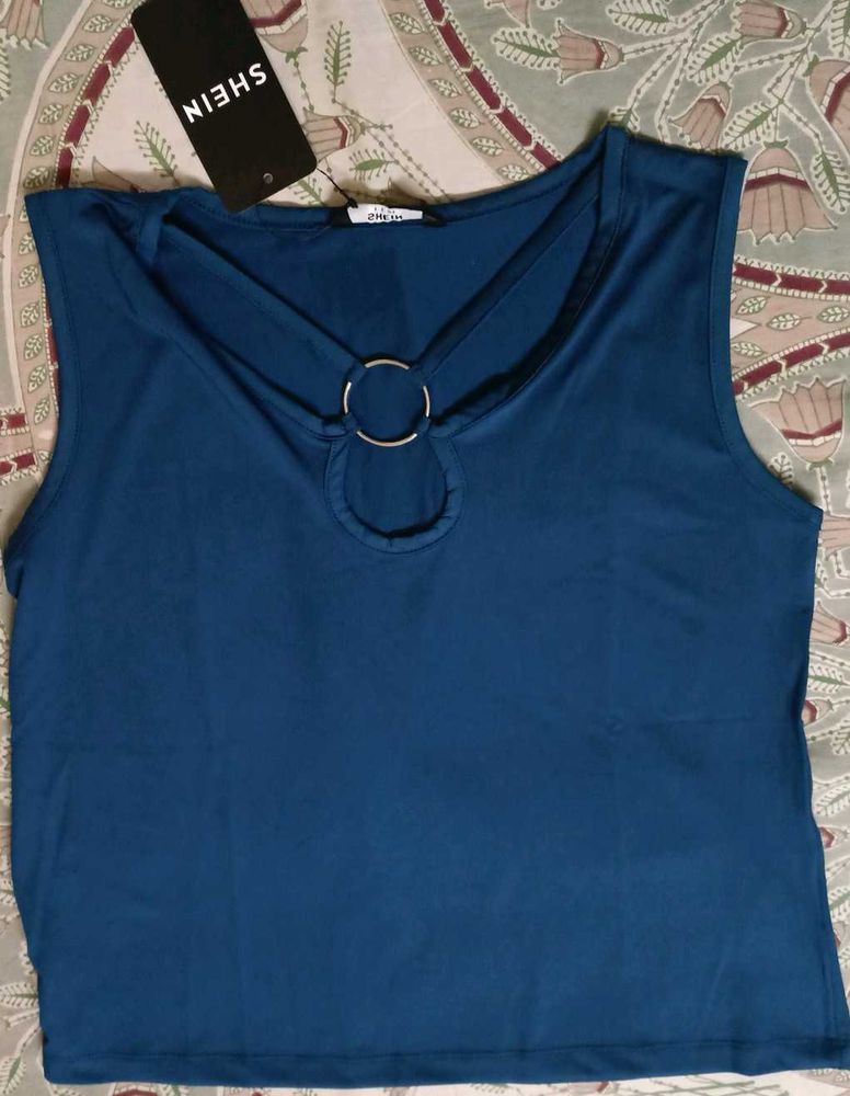 Blue Tank with Ring Detail