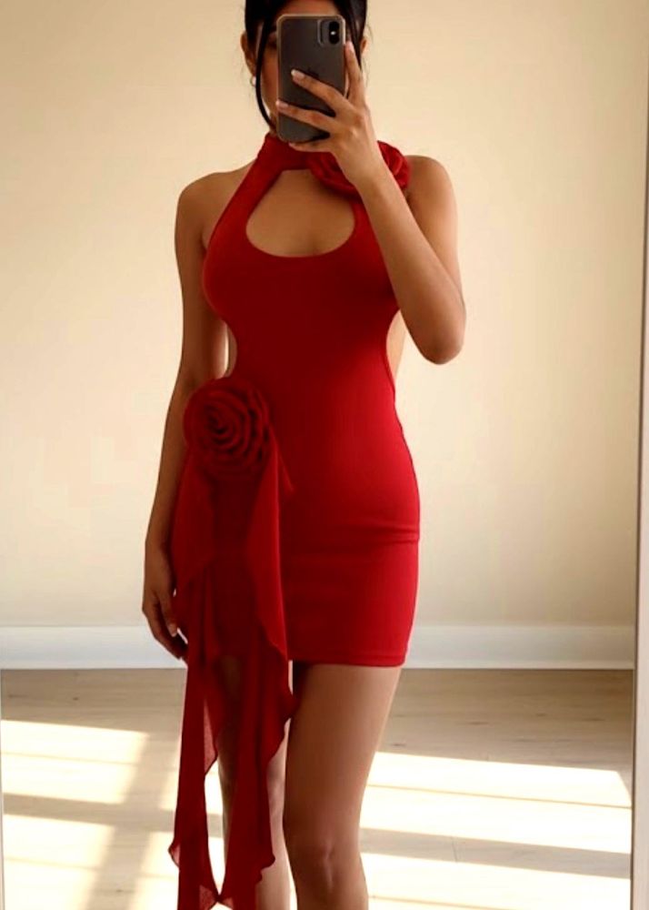Red Bodycon flower Dress