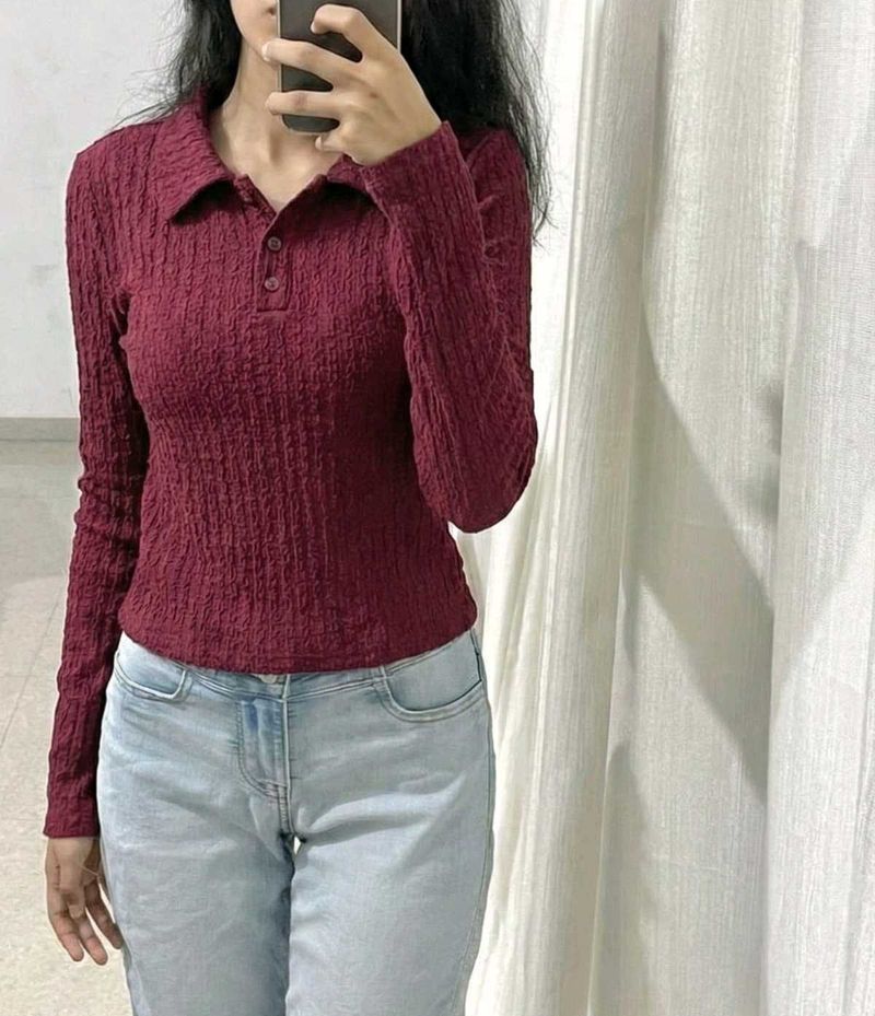 Maroon coquette top💋💄