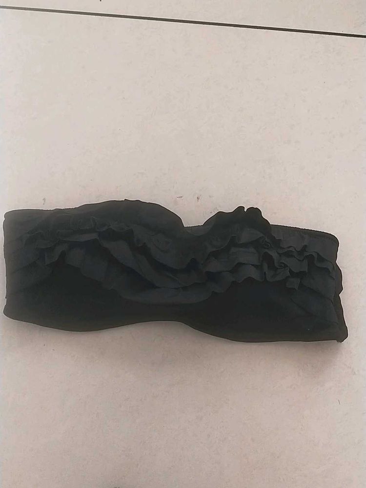 XL Black Ruffled Bikini Top(Joe Fresh)