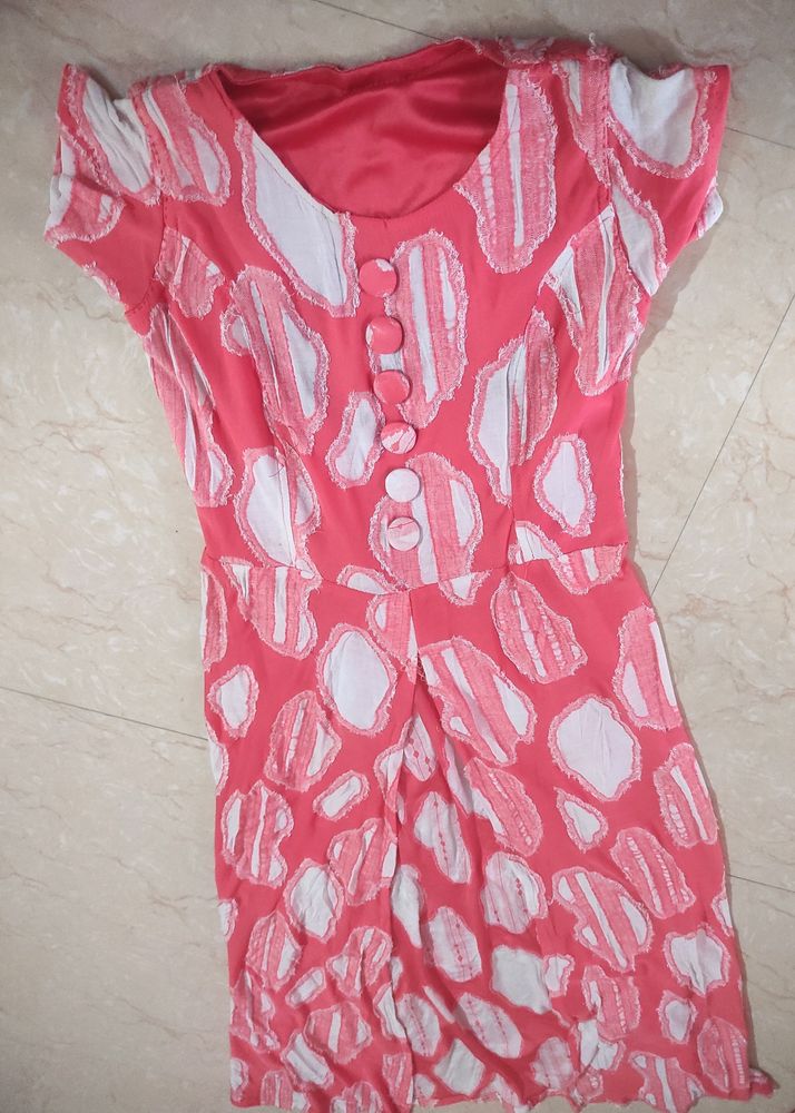 Pink &amp; White Print Dress