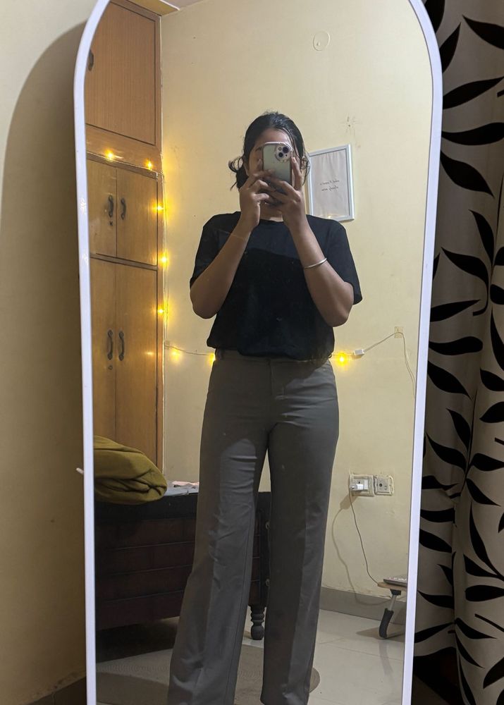 Stylish Grey Wide Leg Pants